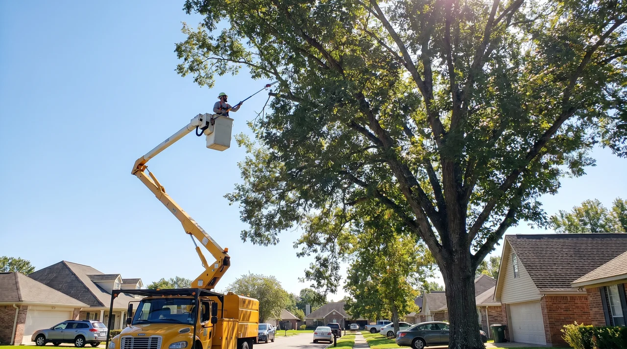 Bucket truck canopy trimming in Zachary Louisiana