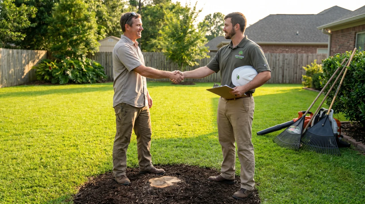 Clean yard after tree removal in Prairieville Louisiana